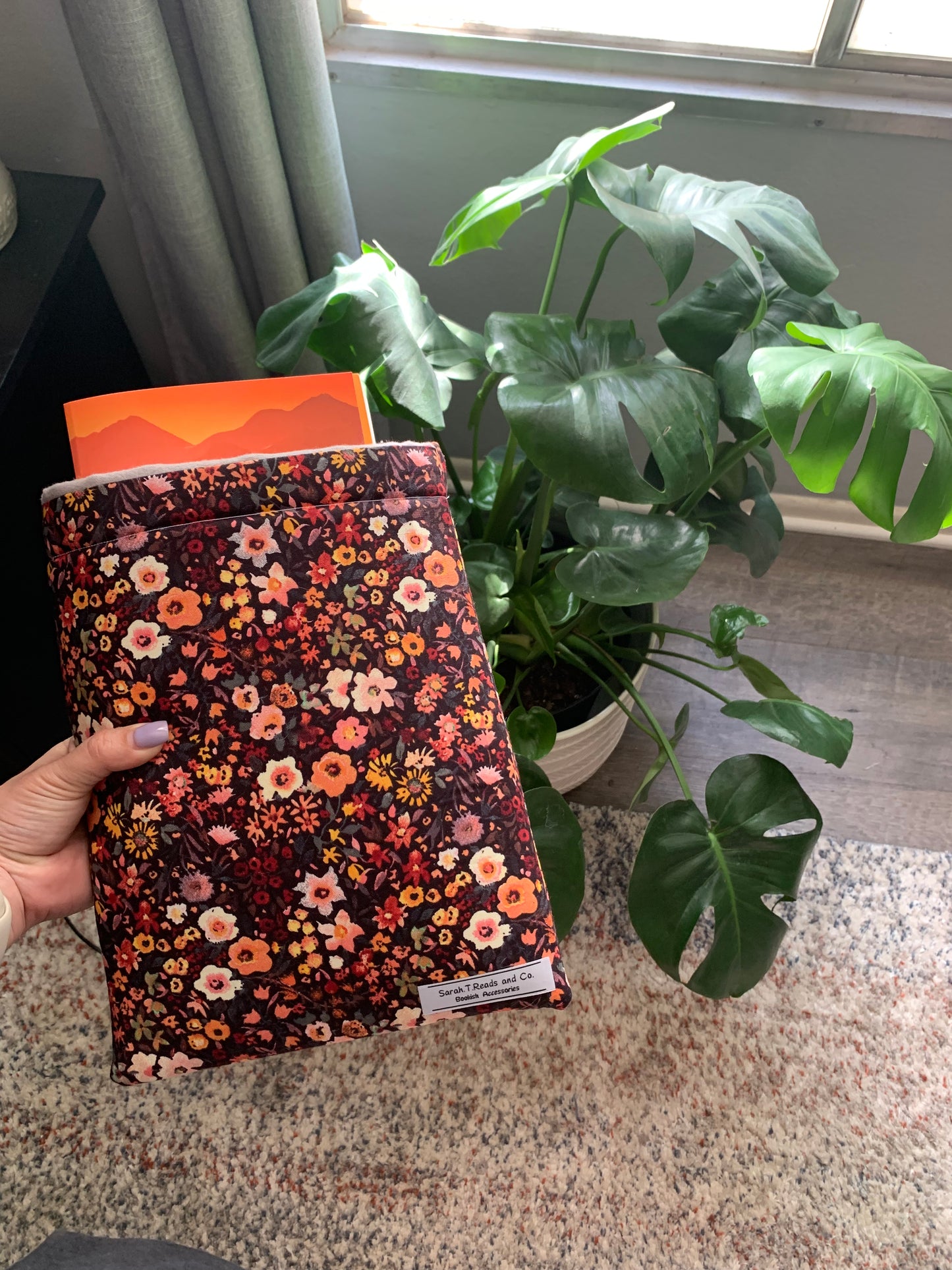 Maroon Floral Book Sleeve