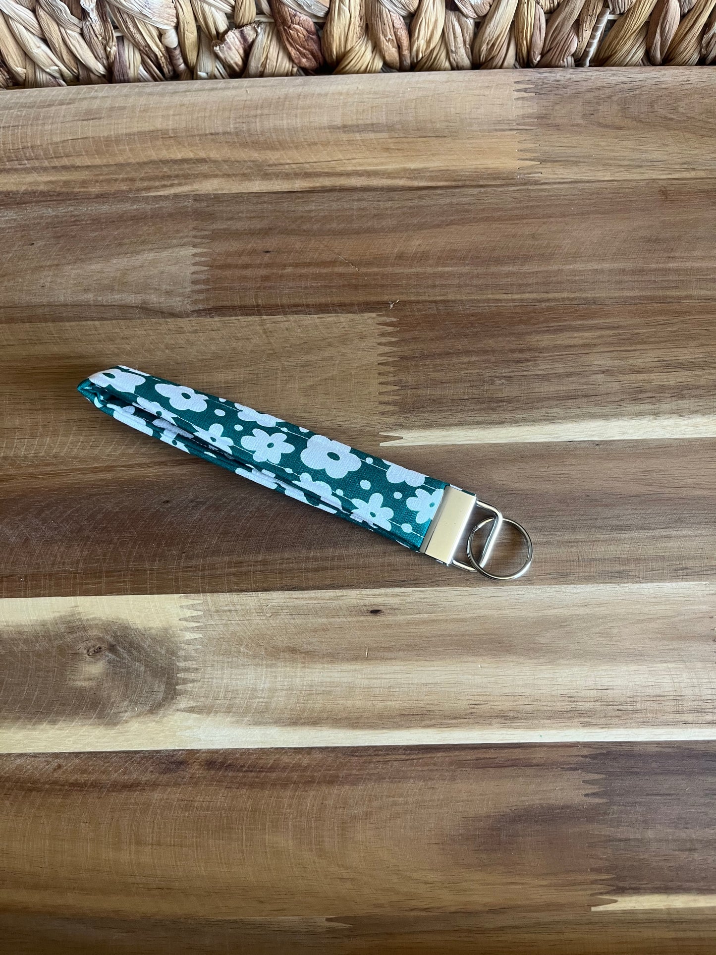 Emerald Floral Wristlet Key Chain