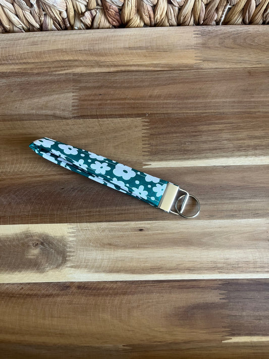Emerald Floral Wristlet Key Chain