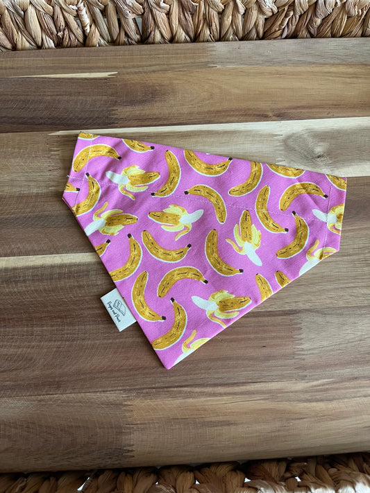 Bananas on Pink Over the Collar Pet Bandana