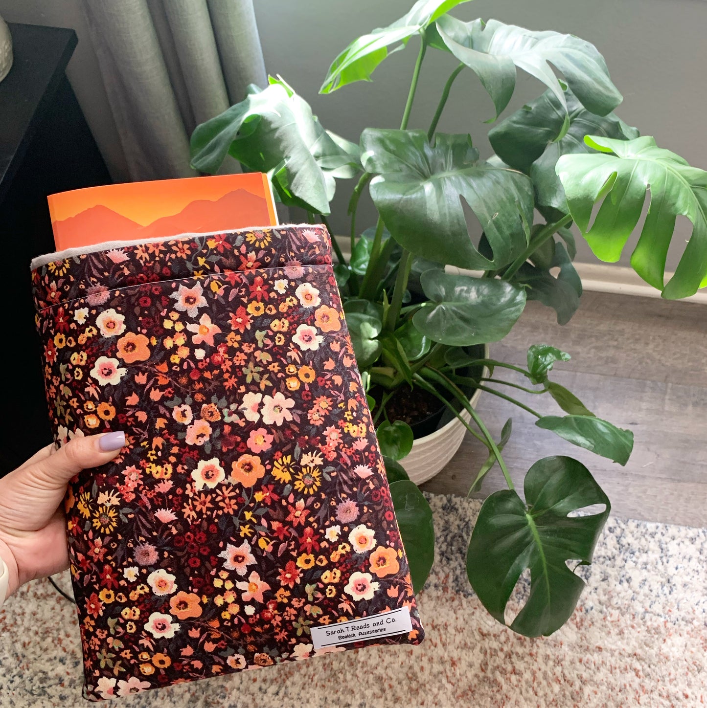 Maroon Floral Book Sleeve