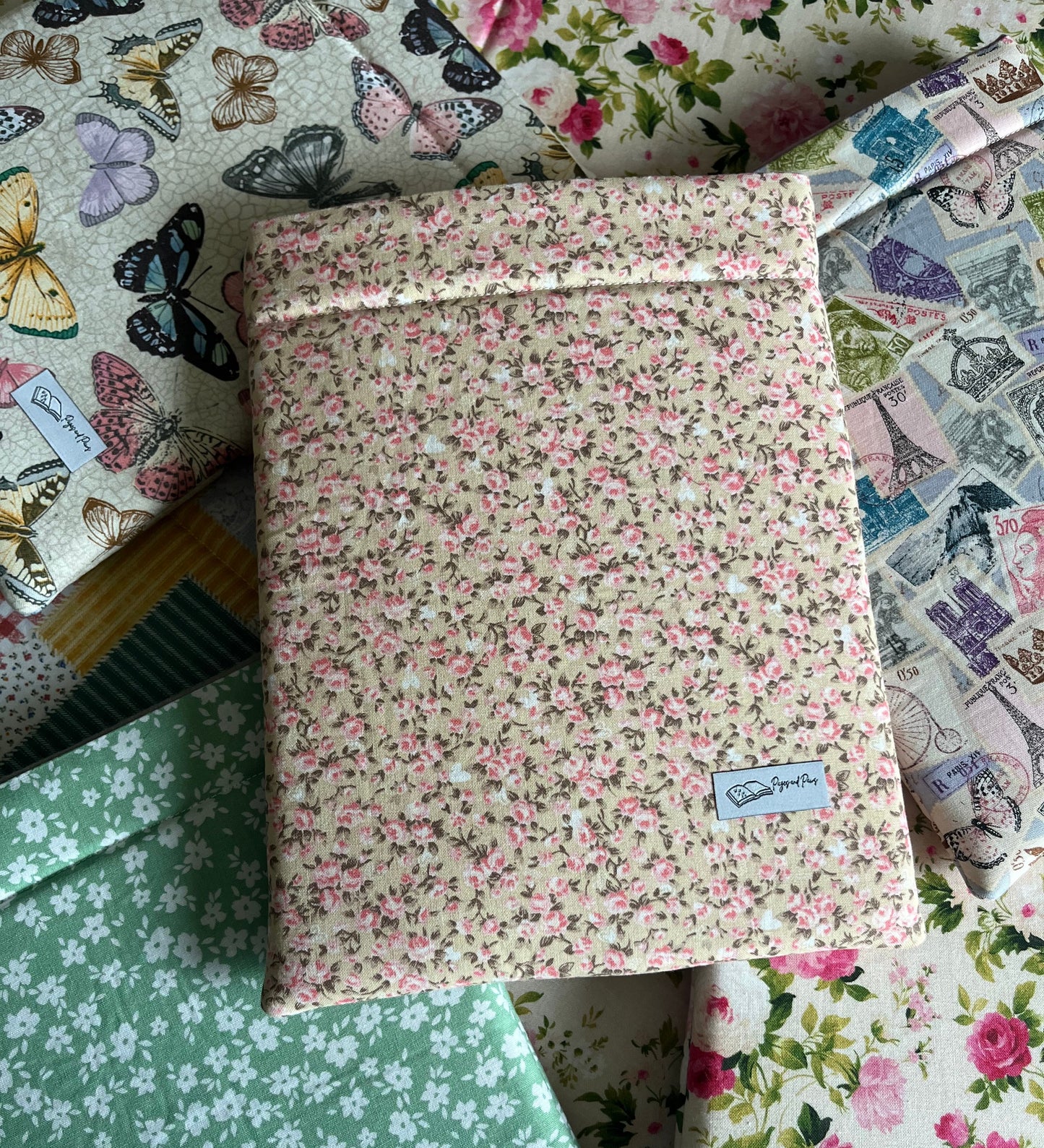 Pink Cottage Flowers Book Sleeve