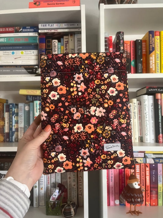 Maroon Floral Book Sleeve