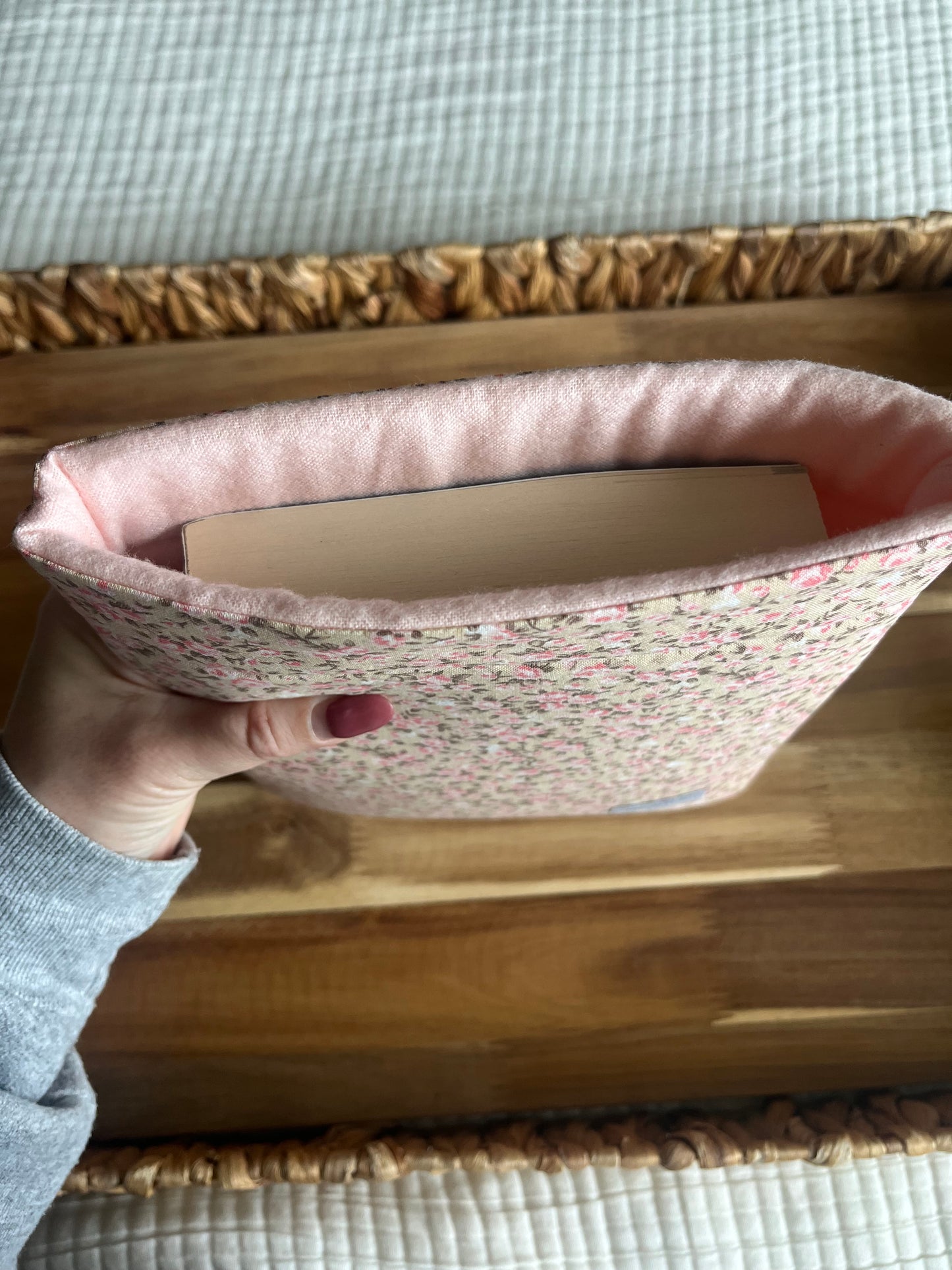 Pink Cottage Flowers Book Sleeve