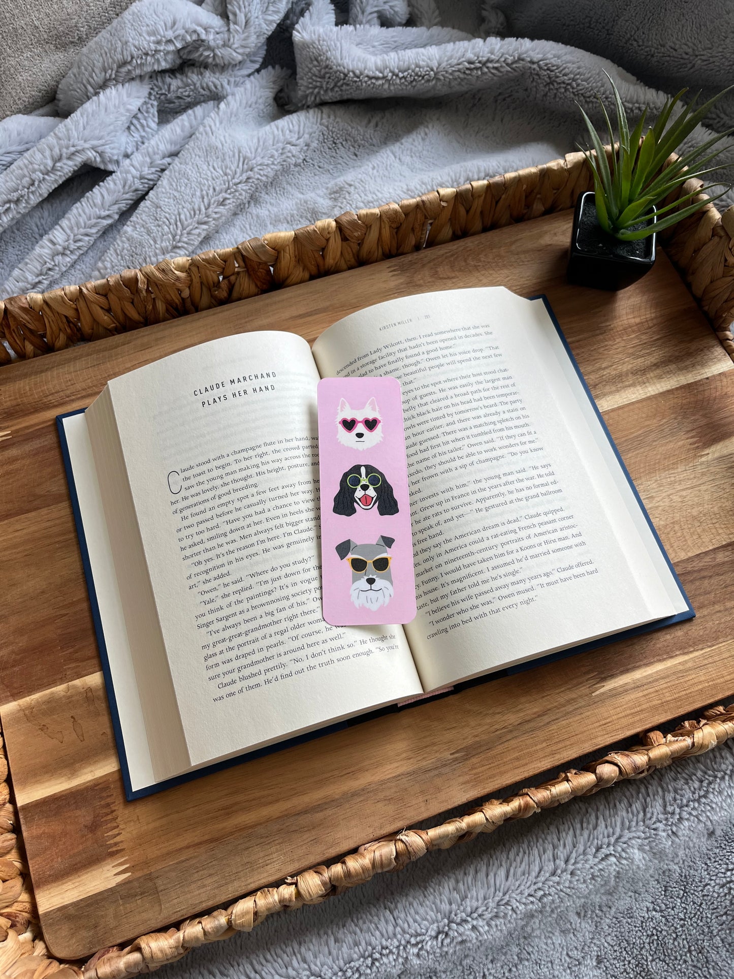 Sunny Pup Stack on Pink Bookmark