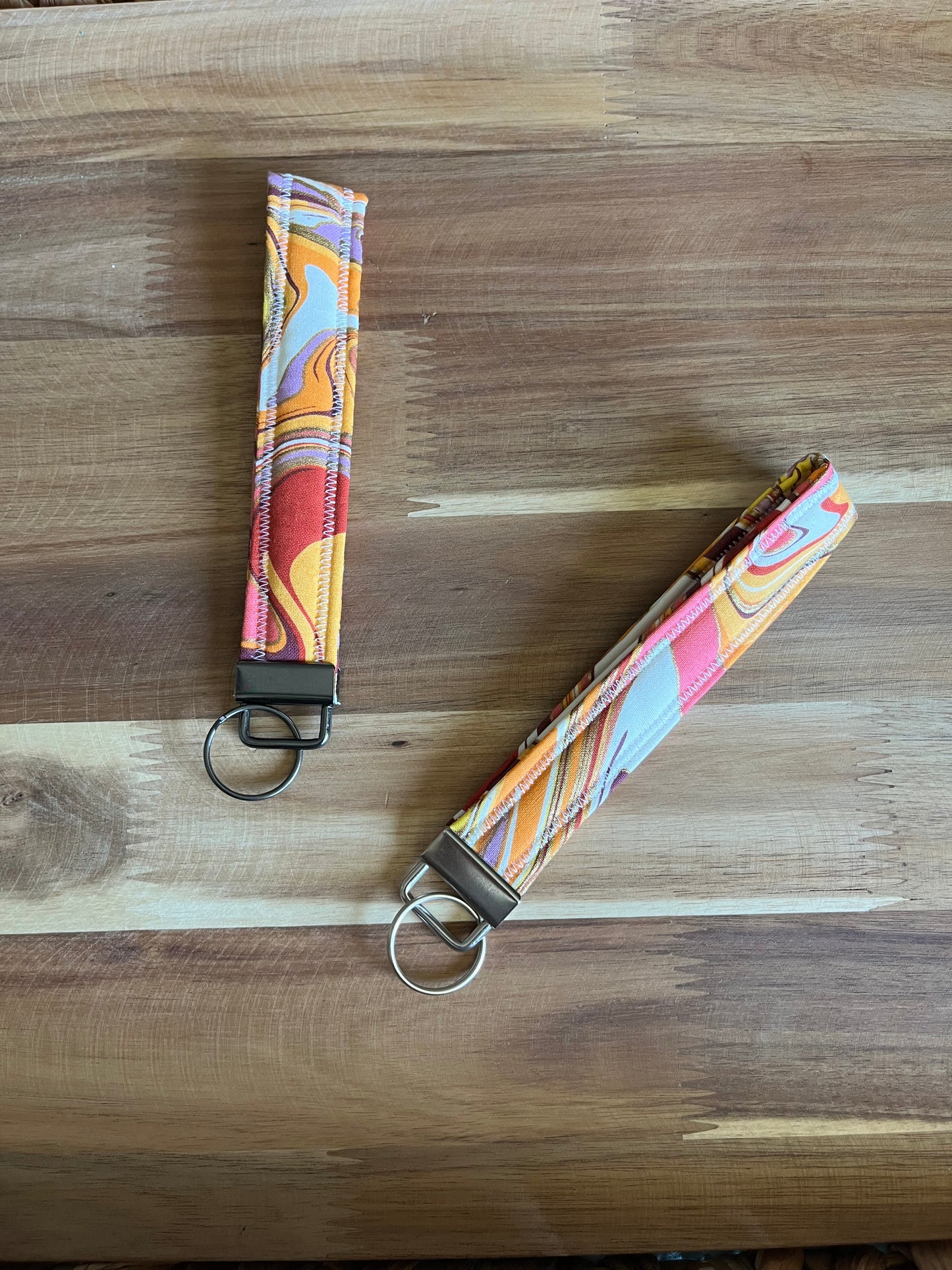 Pink & Orange Paint Splash Wristlet Keychain