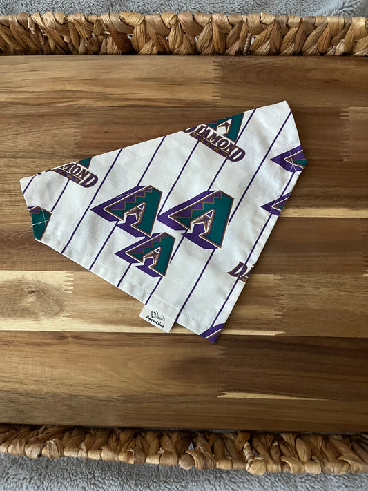 Classic Diamondbacks on White Over the Collar Pet Bandana