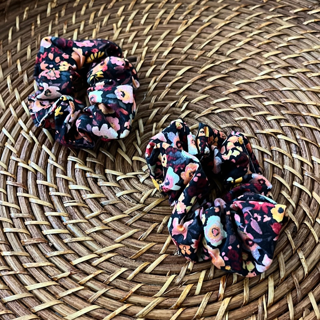 Maroon Floral Scrunchie