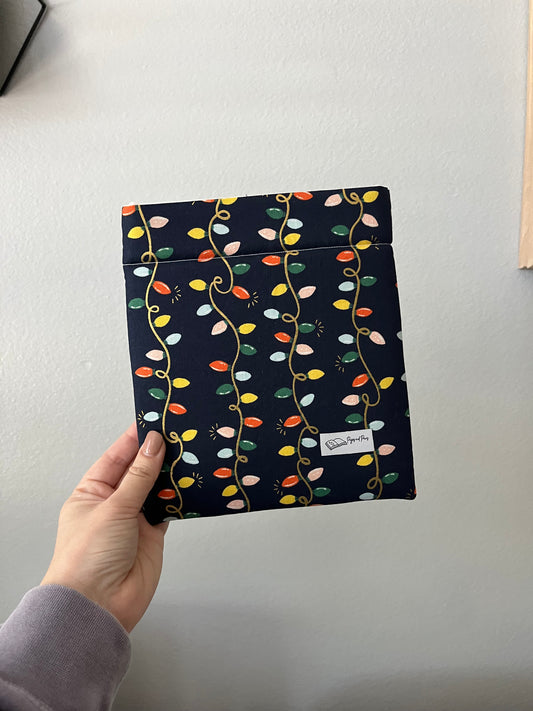 Rifle Paper Co Holiday Lights on Navy Book Sleeve