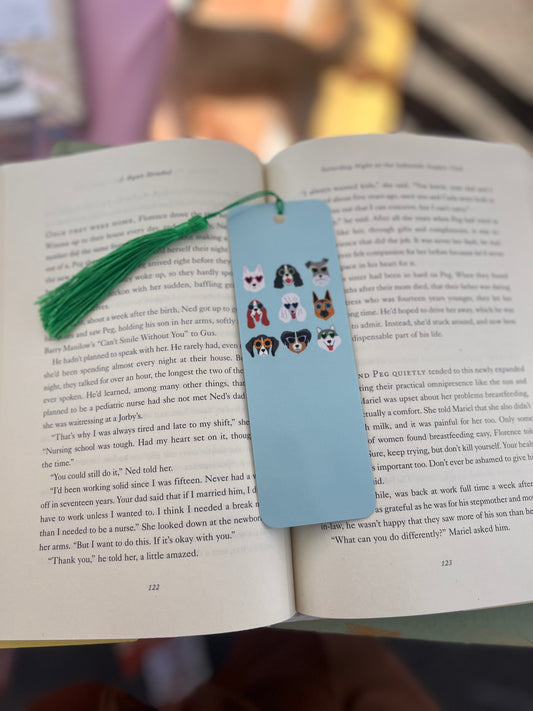 Puppy Bunch on Blue Bookmark