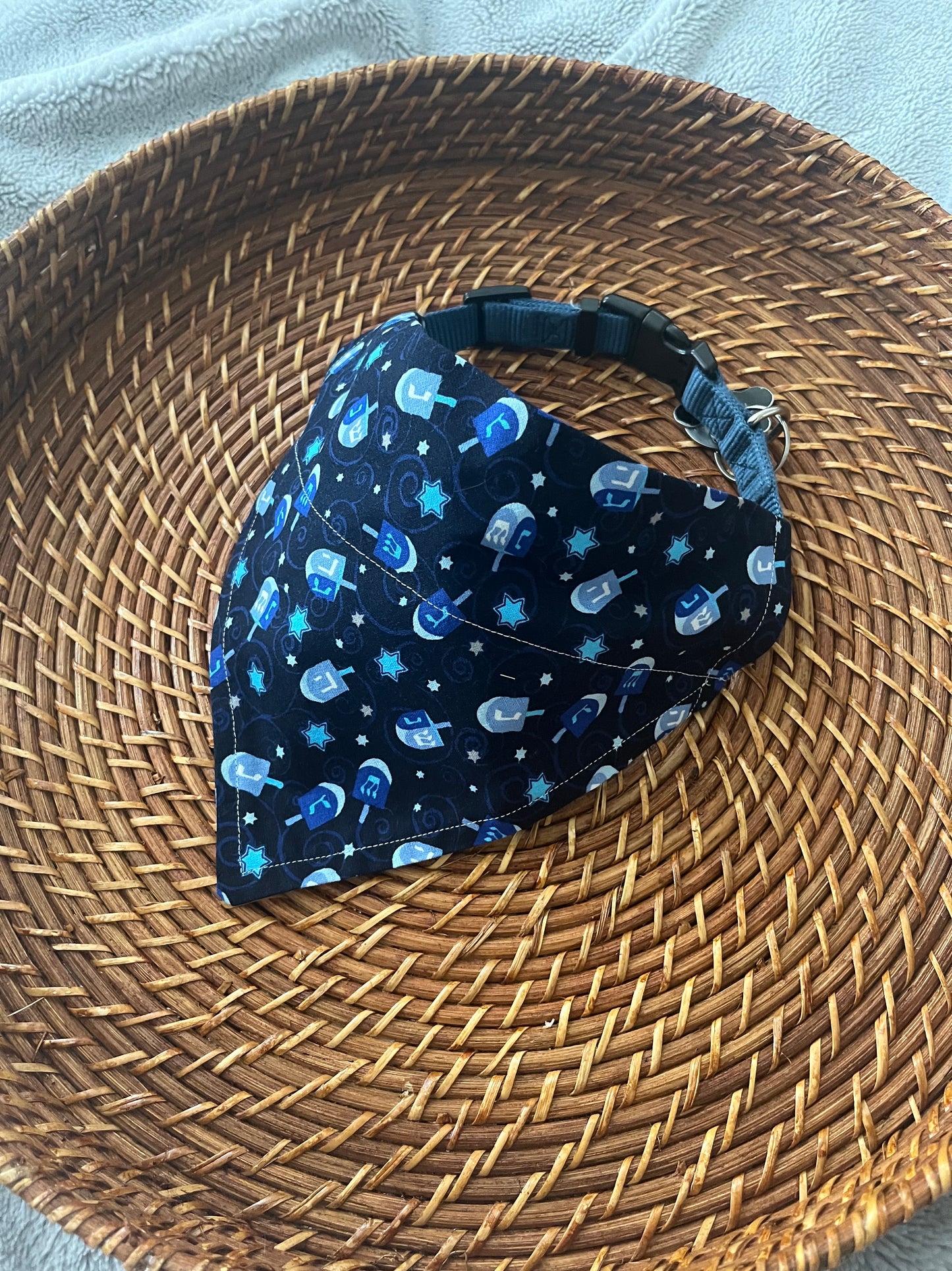 Dreidels on Blue Over the Collar Pet Bandana