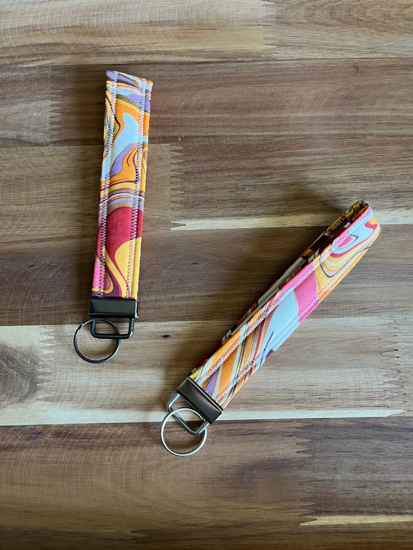 Pink & Orange Paint Splash Wristlet Keychain