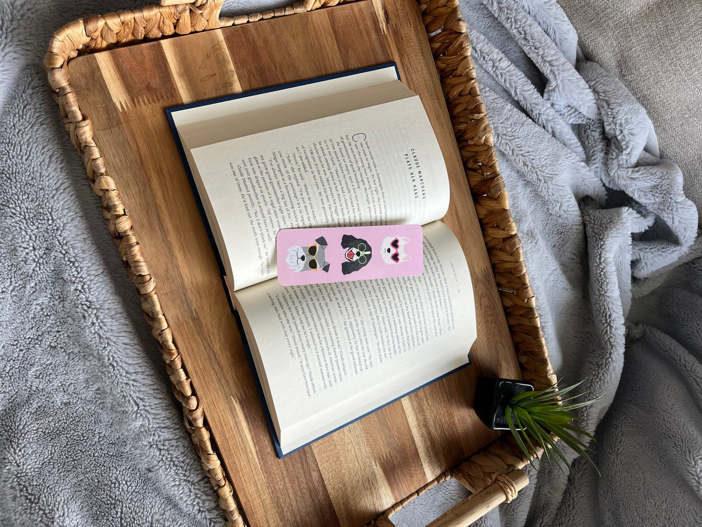 Sunny Pup Stack on Pink Bookmark