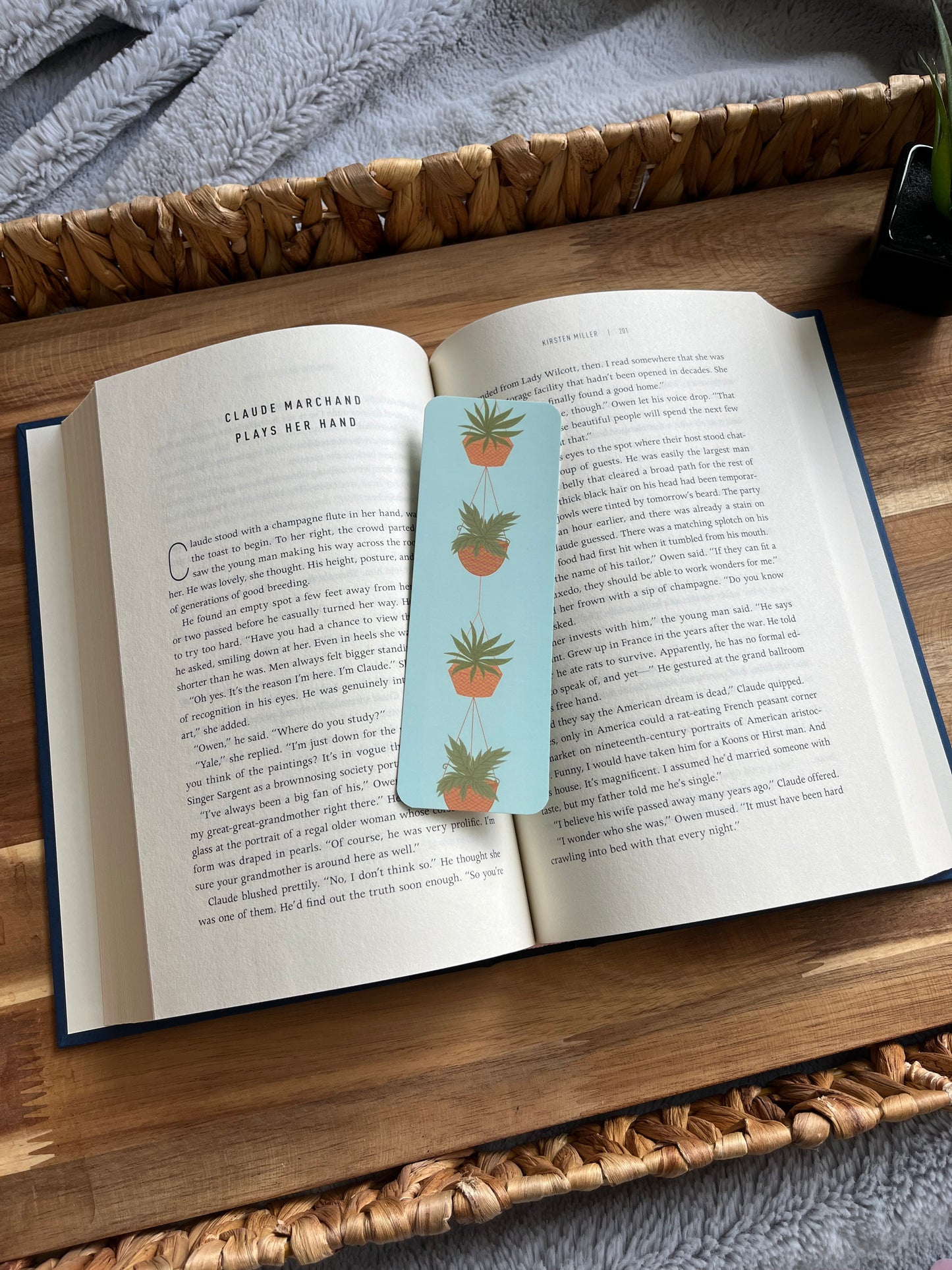 Hanging Plants on Blue Bookmark