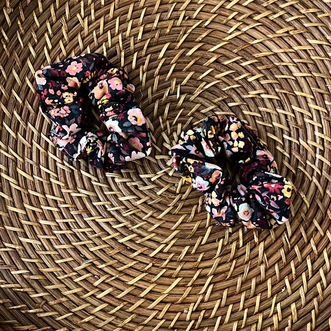 Maroon Floral Scrunchie