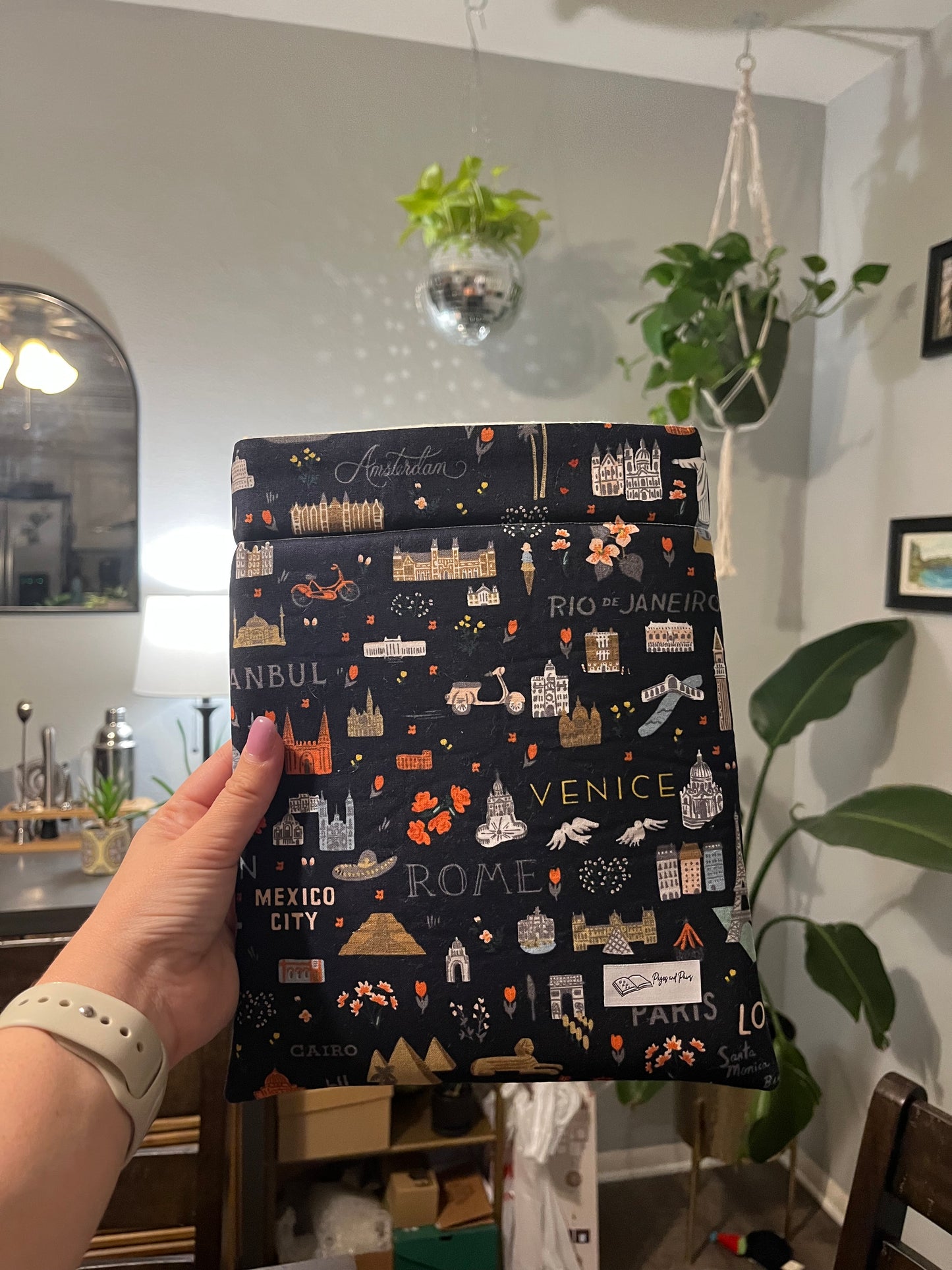 Rifle Paper Co World Traveler on Navy Book Sleeve