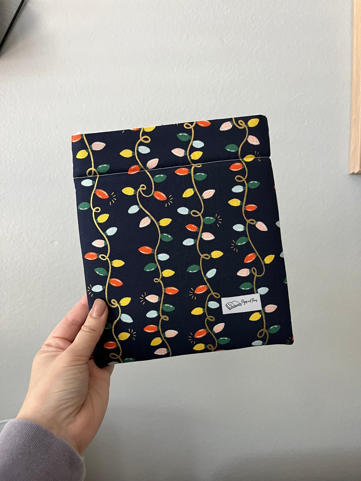 Rifle Paper Co Holiday Lights on Navy Book Sleeve