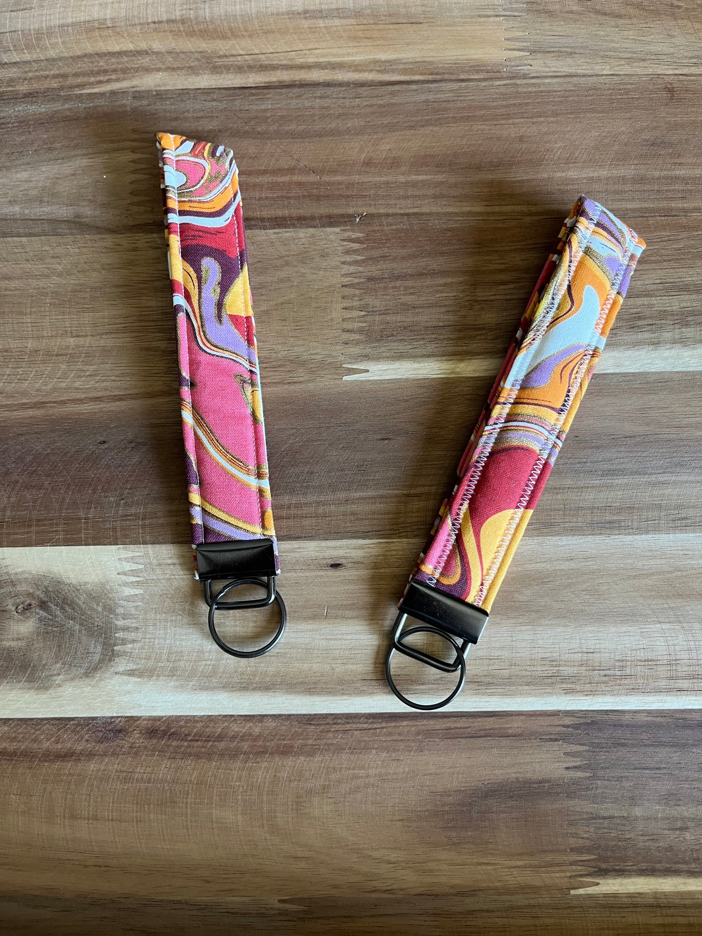 Pink & Orange Paint Splash Wristlet Keychain