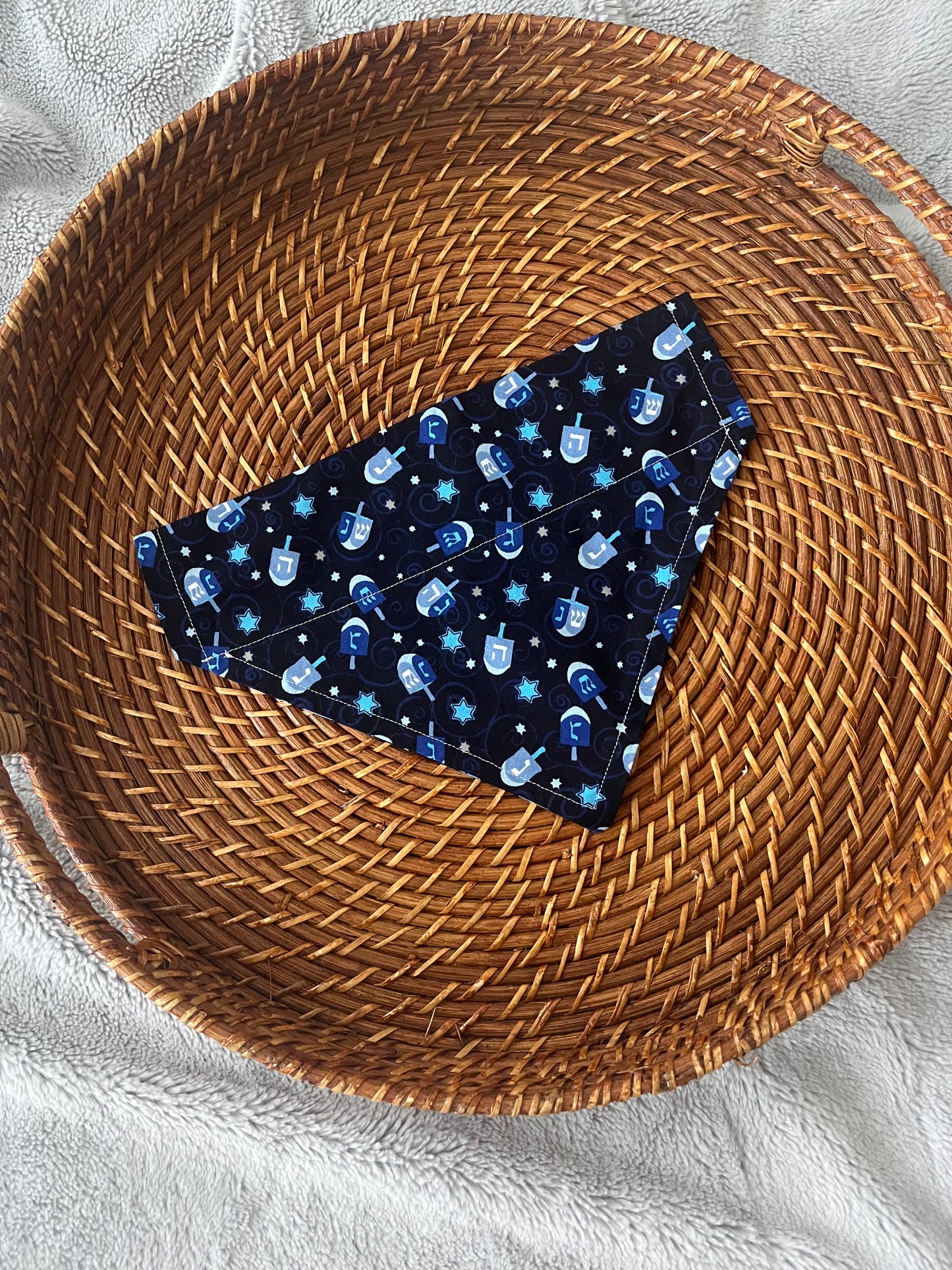 Dreidels on Blue Over the Collar Pet Bandana