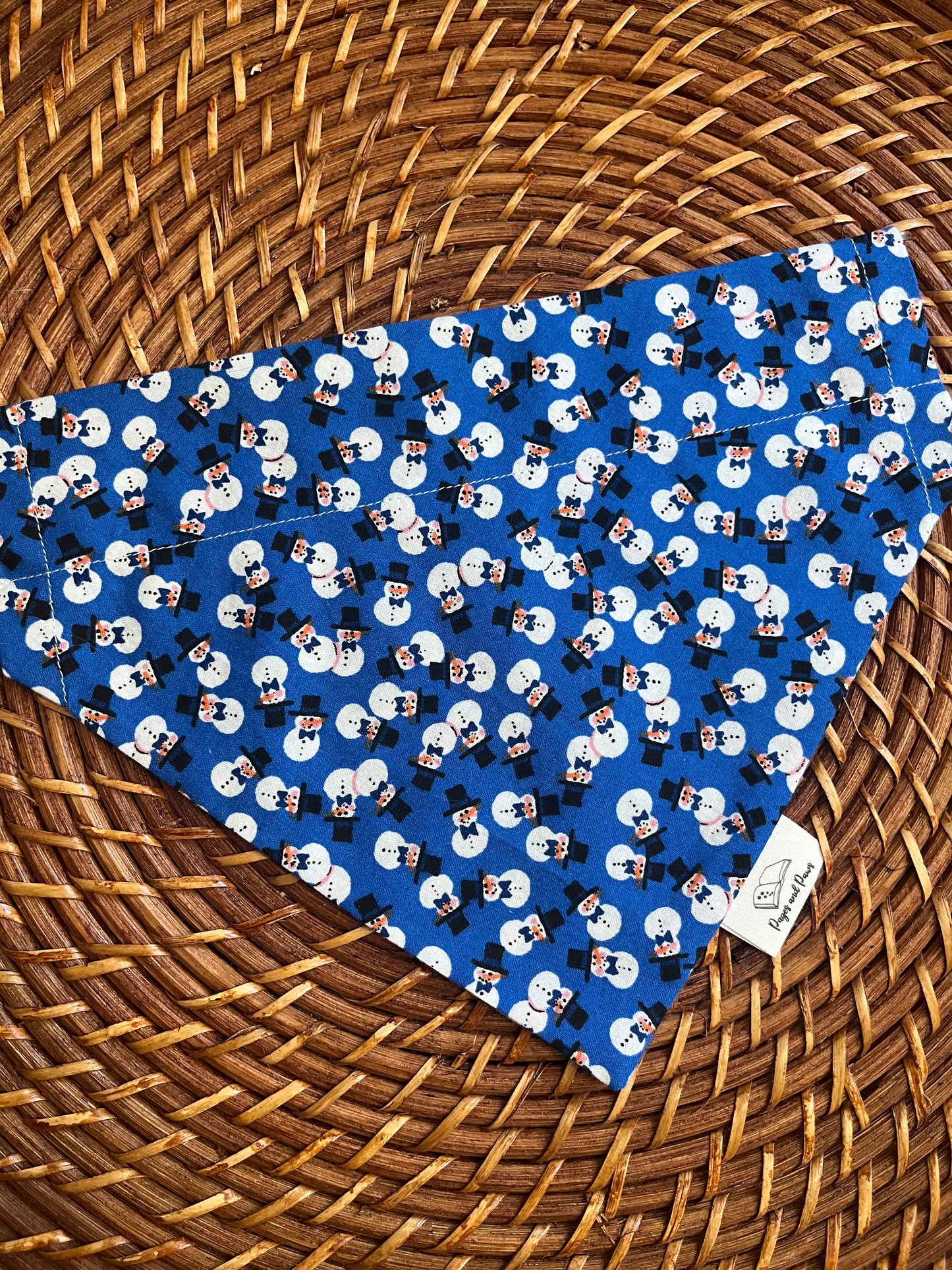 Snowmen on Blue Over the Collar Pet Bandana