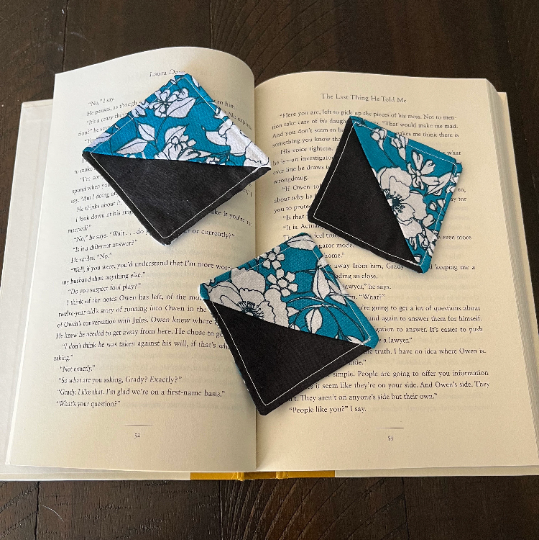 Blue and Black Poppies Corner Bookmark